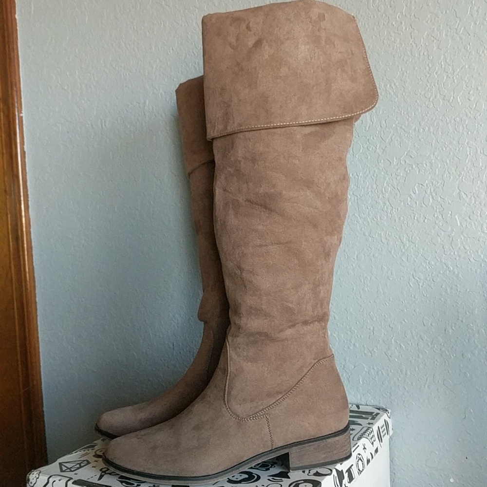 Taupe Over The Knee Boots Size 8